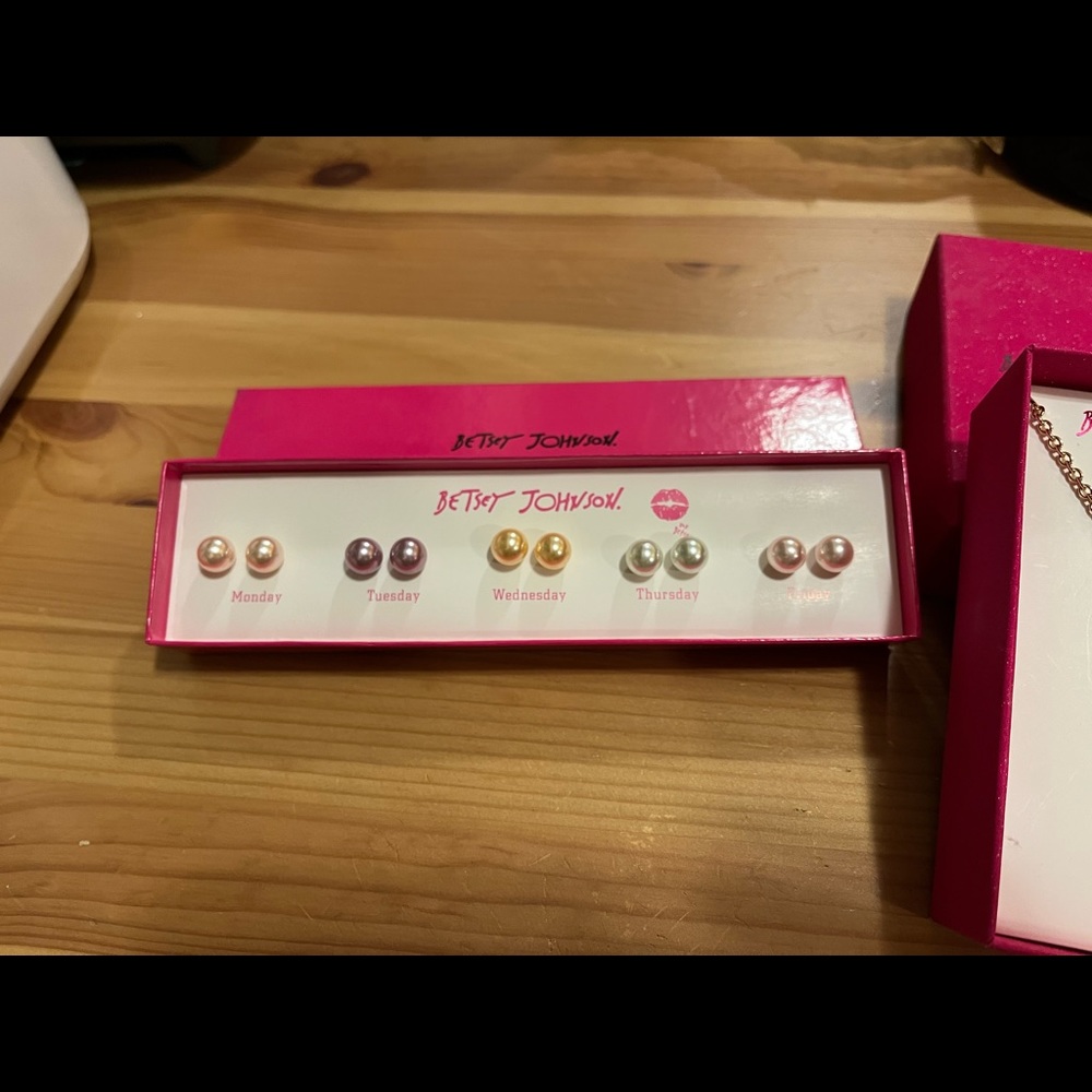 Betsy Johnson earrings and necklace.